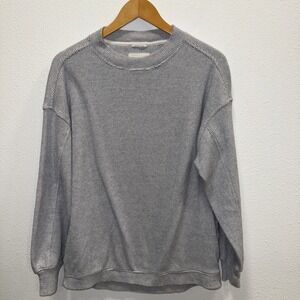 Aerie Men's Sz Xxs Waffle Knit Crew Neck Sweatshirt Gray Oversized Spring